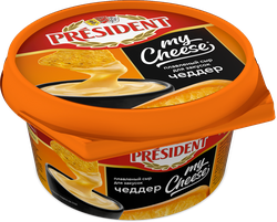 Сыр плавленый PRESIDENT My Cheese Чеддер, для закусок 51%, без змж, 125г, картинка