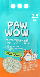 Наполнитель для кошачьего туалета PAW WOW растительный комкующийся с ароматом зеленого чая, 2,5кг, фотография