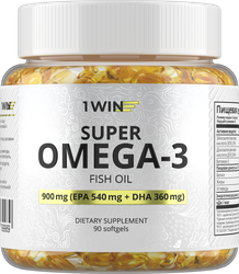 Биологически активная добавка 1WIN Omega-3, в капсулах, 90шт, изображение