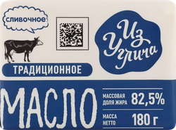 Масло сливочное ИЗ УГЛИЧА Традиционное 82,5%, без змж, 180г, крупный план