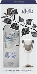 Водка БЕЛАЯ БЕРЕЗКА 40%, со стопкой, 0.7л, детальное фото