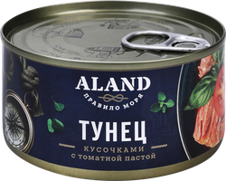 Тунец ALAND с томатной пастой, кусочки, 185г, вид