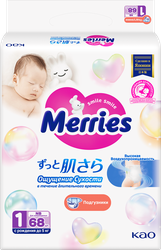 Подгузники MERRIES для новорожденных до 5кг, 68шт, детальное фото