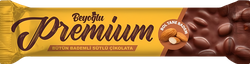 Шоколад молочный BEYOGLU Premium с цельным миндалем, 75г, крупный план