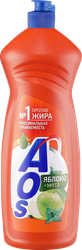 Средство для мытья посуды AOS Яблоко и мята, 900г, крупный план