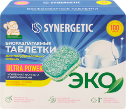 Таблетки SYNERGETIC д/посудомоеч.машин 2000г 100 табл.х20г u, фото