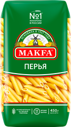 Макароны MAKFA Перья любительские высший сорт, 450г, крупный план