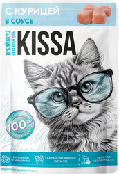 Корм влажный для кошек KISSA с курицей в соусе, 75г, крупный план