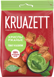 Сухарики-криспы ржаные KRUAZETT с томатом и базиликом, 70г, детальное фото