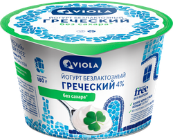 Йогурт VIOLA Free Греческий безлактозный 4%, без змж, 180г, картинка