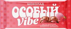 Шоколад молочный Ф.КРУПСКОЙ Особый со вкусом клубничное мороженое, 82г, детальное фото