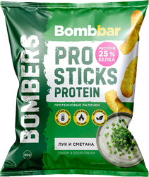 Палочки кукурузные протеиновые BOMBBAR со вкусом лук и сметана, 60г, фото