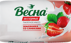 Мыло туалетное ВЕСНА Ассорти Земляника со сливками, 90г, фотография