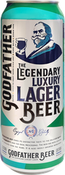 Пиво светлое GODFATHER THE LEGENDARY LUXURY LAGER BEER фильтрованное пастеризованное 5,0%, 0.5л, фото