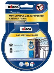 Лента монтажная двухсторонняя для наружных работ UNIBOB 19м, вспененный полиэтилен, картинка