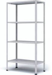 Металический стеллаж МС-500 234Р (191,5х100х30 см), 4 полки, цвет светло-серый, вид