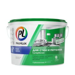 Краска Profilux PL-04A интерьерная для стен и потолков, супербелая, 14 кг, фото
