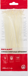 Стяжка кабельная REXANT 200x2,5мм, белая нейлоновая, Арт. 07-0200-4, 100шт, вид