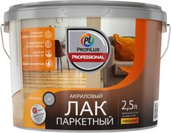 Лак паркетный акриловый ProfiLux Professional глянцевый 2,5л, вид