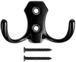 Мебельный крючок KERRON Hooks KR 0020 BL двухрожковый, матовый черный, картинка