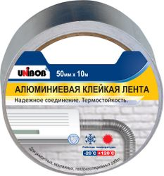 Лента клейкая UNIBOB, алюминиевая 50мм х 10м, крупный план