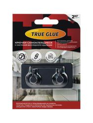 Крючок двойной черный стальной TRUE GLUE самоклеящийся с фиксатором 1 шт, детальное фото