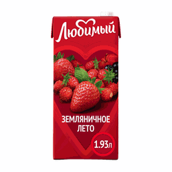 Напиток сокосодержащий ЛЮБИМЫЙ Яблоко, черноплодная рябина, клубника, земляника, 1.93л, крупный план
