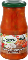 Фасоль O`GREEN По-домашнему, с грибами, 530г, детальное фото