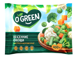 Смесь овощная O`GREEN Весенние овощи, свежемороженая, 400г, крупный план