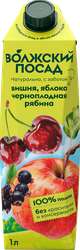 Нектар ВОЛЖСКИЙ ПОСАД Яблоко, вишня, черноплодная рябина, 1л, крупный план