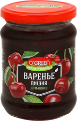 Варенье O`GREEN Домашнее из вишни, 325г, крупный план