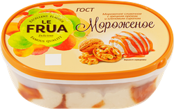 Мороженое LE FRUA Сливочное с грецким орехом и кленовым сиропом 10%, без змж, контейнер, 450г, крупный план
