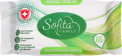 Салфетки влажные SOFITA антибактериальные, 60шт, картинка