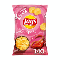 Чипсы картофельные LAY'S Краб, 140г, крупный план