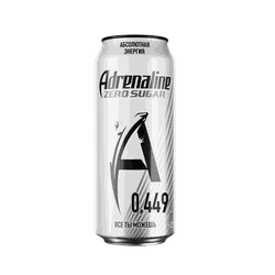 Напиток энергетический ADRENALINE Rush Zero Silver тонизирующий газированный, 0.449л, картинка