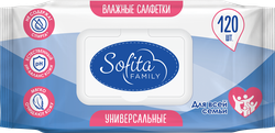 Салфетки влажные SOFITA универсальные, 120шт, крупный план