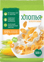 Хлопья кукурузные, 500г, крупный план