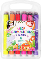 Набор фломастеров с печатью, Арт. 608-12, 12шт, картинка