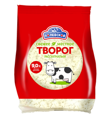 Творог ПОЛЕВСКОЕ 9%, без змж, 300г, крупный план