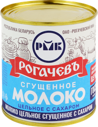 Молоко сгущенное РОГАЧЕВЪ цельное с сахаром 8,5%, без змж, 380г, фотография