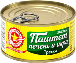 Паштет из печени и икры трески ВКУСНЫЕ КОНСЕРВЫ, 120г, фото