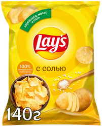 Чипсы картофельные LAY'S Натуральные, 140г, крупный план