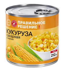 Кукуруза сладкая ПРАВИЛЬНОЕ РЕШЕНИЕ ж/б 212г., крупный план
