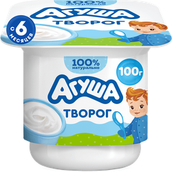 Творог детский АГУША Первая ложка Классический 4,5%, с 6 месяцев, без змж, 100г, детальное фото