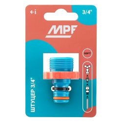 Штуцер под коннектор MASTERPROF 3/4", пластик, крупный план