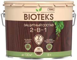 Защитный состав лессирующий BIOTEKS Текс Палисандр 9 л, детальное фото