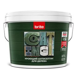 Антисептик BRITE FLEXX для дерева кроющий база А, ведро 2,7 л, крупный план