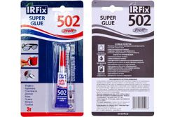Цианакрилатный секундный клей IRFIX SUPER GLUE 502 3 г, крупный план