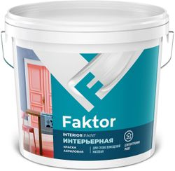 Краска для стен и потолков FAKTOR интерьерная белая ведро 13 кг, вид