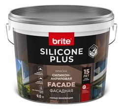 Краска BRITE silicone plus фасадная силикон-акриловая База а, ведро 9 л, вид